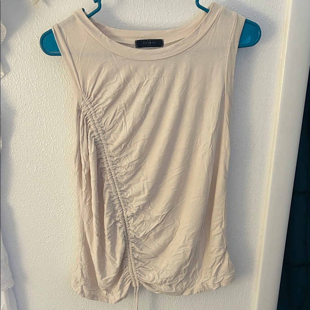 Cream  Ruched Sleeveless Tank Top